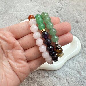 New Set of 3 Natural Semi-Precious Stones Bracelets
